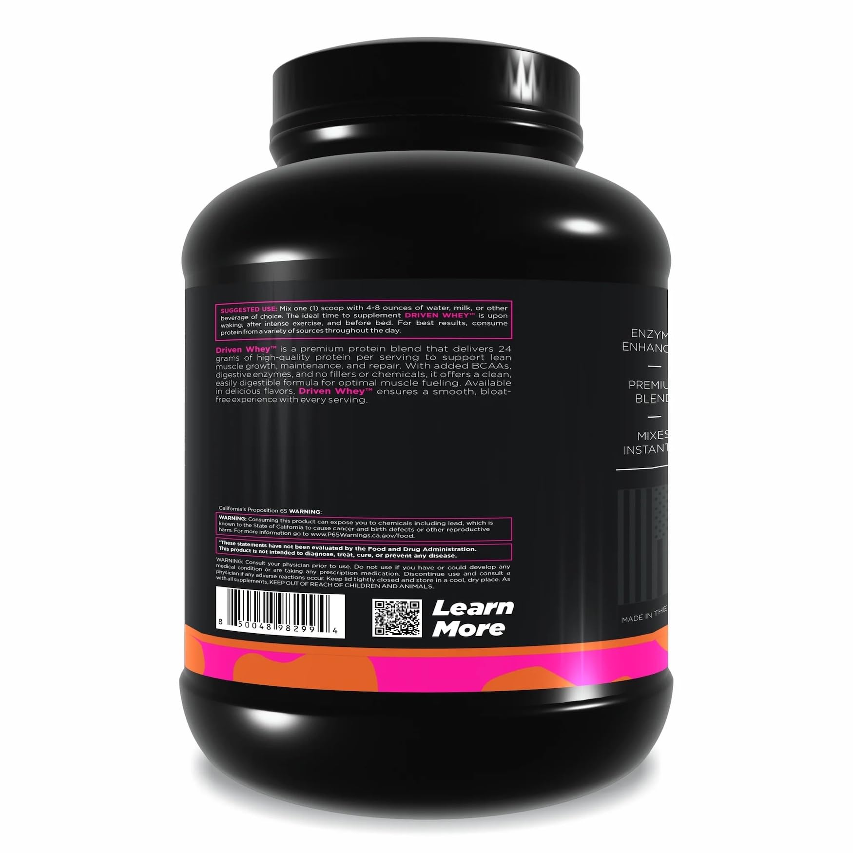 Driven WHEY post-workout recovery shake in shaker bottle.