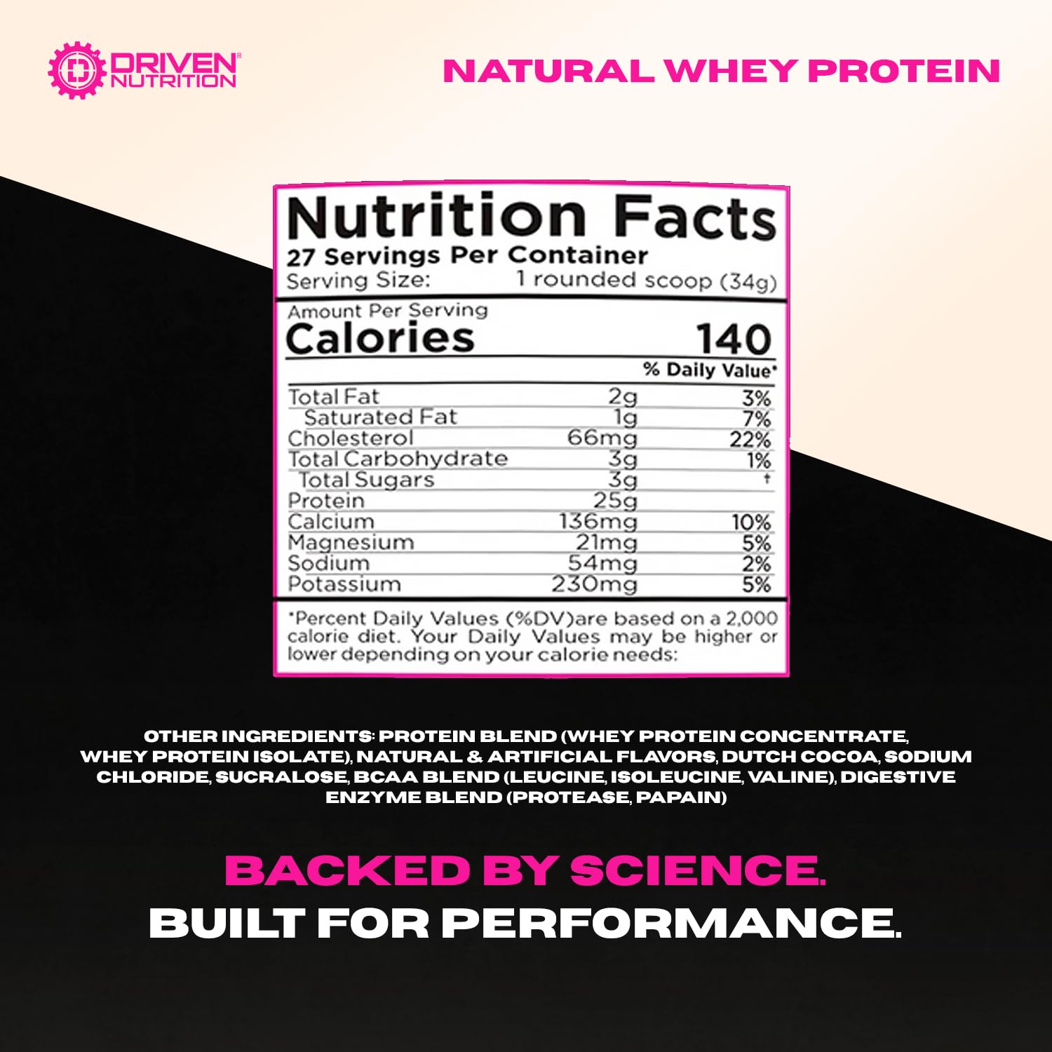 Scoop of Driven WHEY with BCAAs for complete amino profile