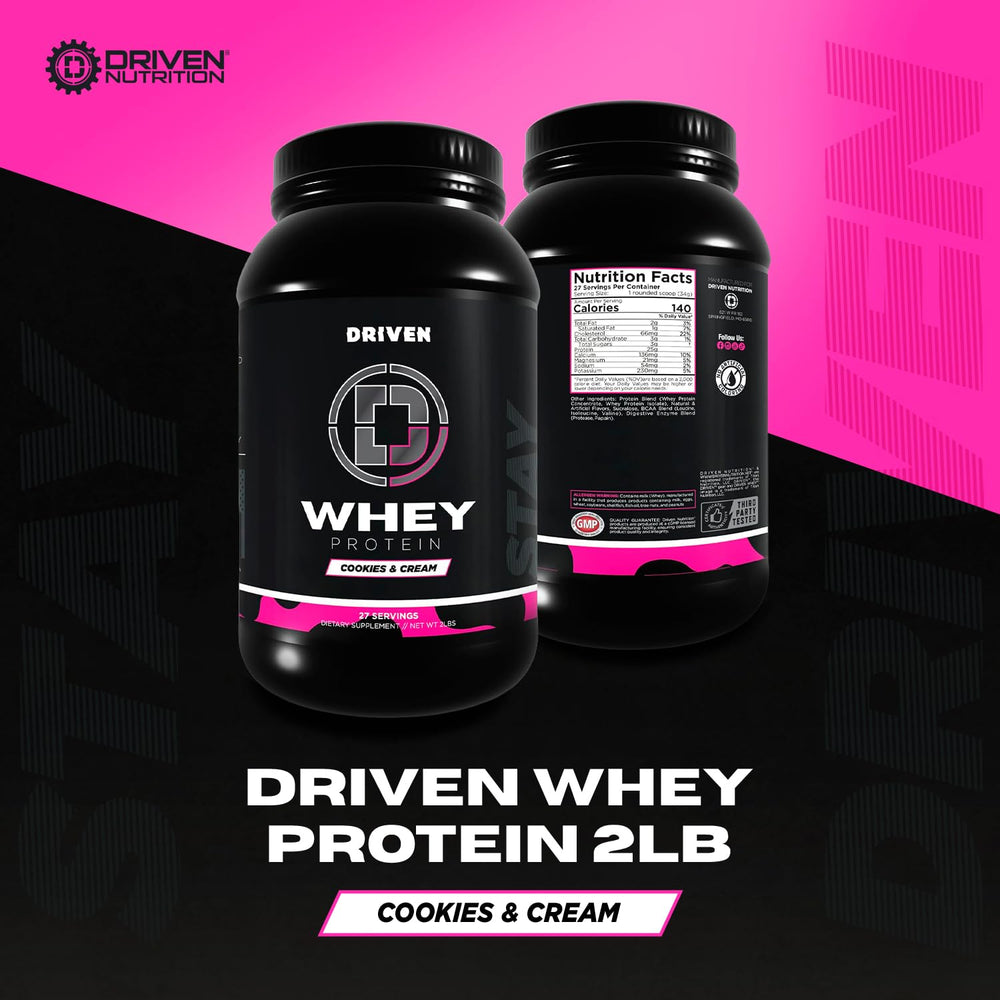 Driven WHEY scoop pouring powder into a shaker for quick mixing.
