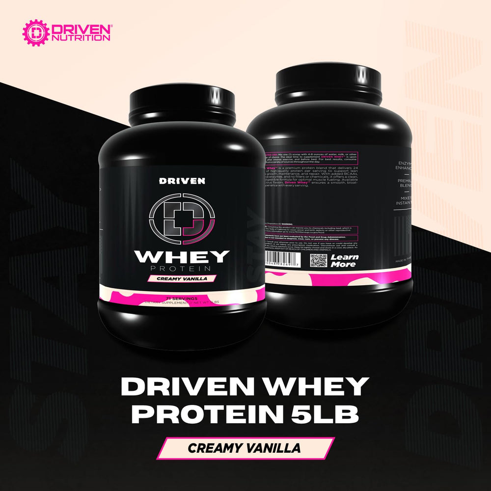 Driven Whey shaker pouring, showcasing easy mixability in shakes.