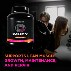 Driven WHEY smoothie with fruit and ice, delicious daily protein.