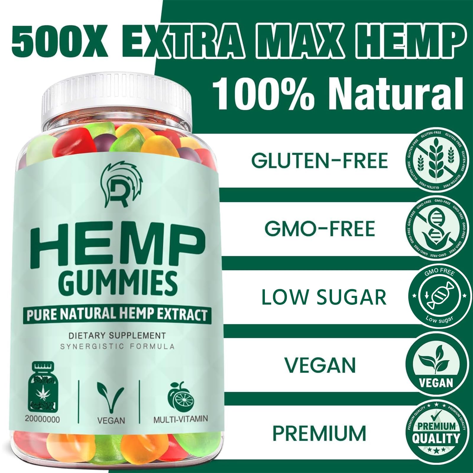 Drloton hemp gummies bottle-label closeup shows CO2 extraction and purity
