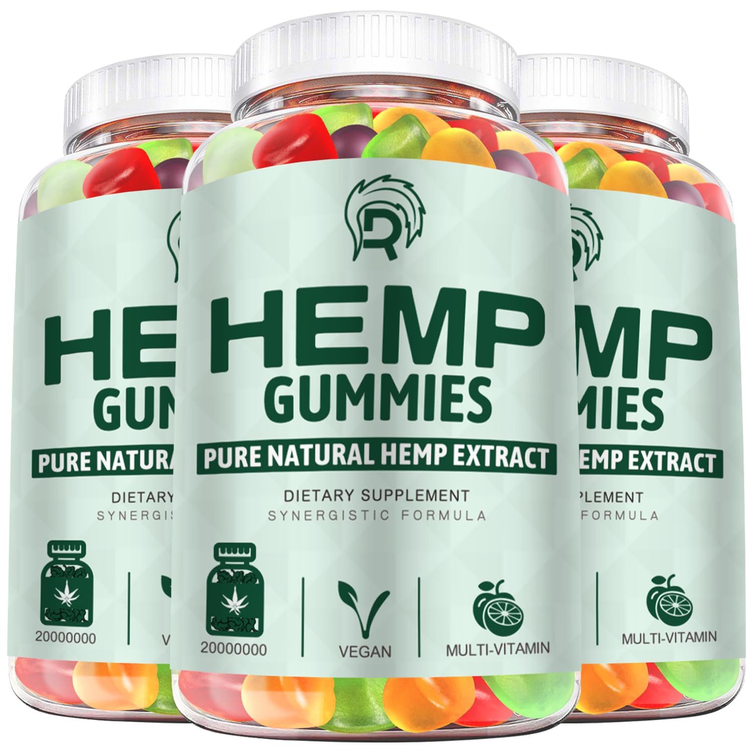 Drloton hemp gummies high potency 3-pack bottle for calm focus and natural energy.