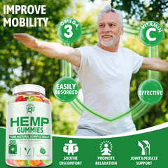 Drloton hemp gummies pour from bottle for quick, portable relief.