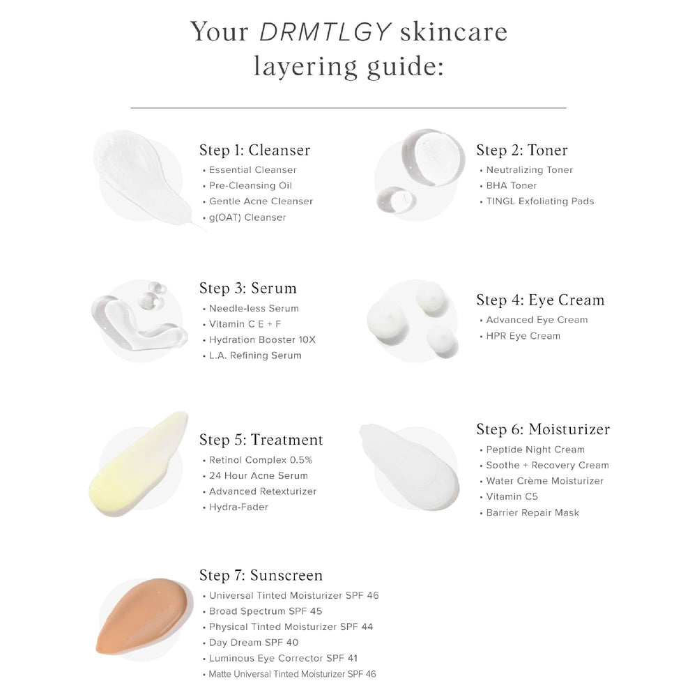 DRMTLGY oil-free noncomedogenic formula shown in packaging.