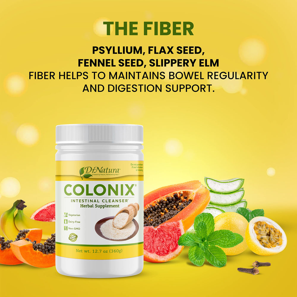 DrNatura Colonix daily wellness routine card showing the 3-step program