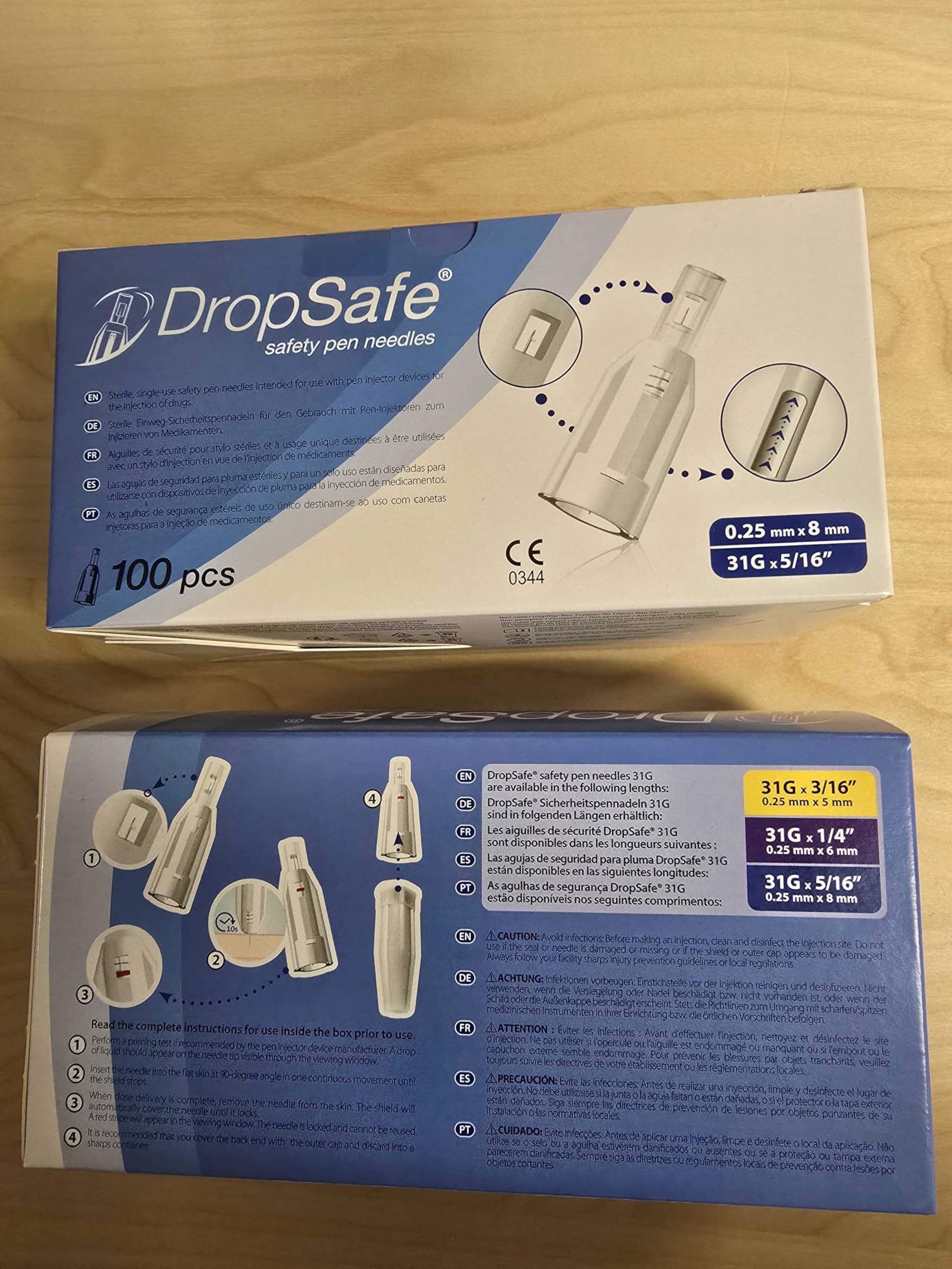 Dropsafe sliding shield after injection enables safe disposal.