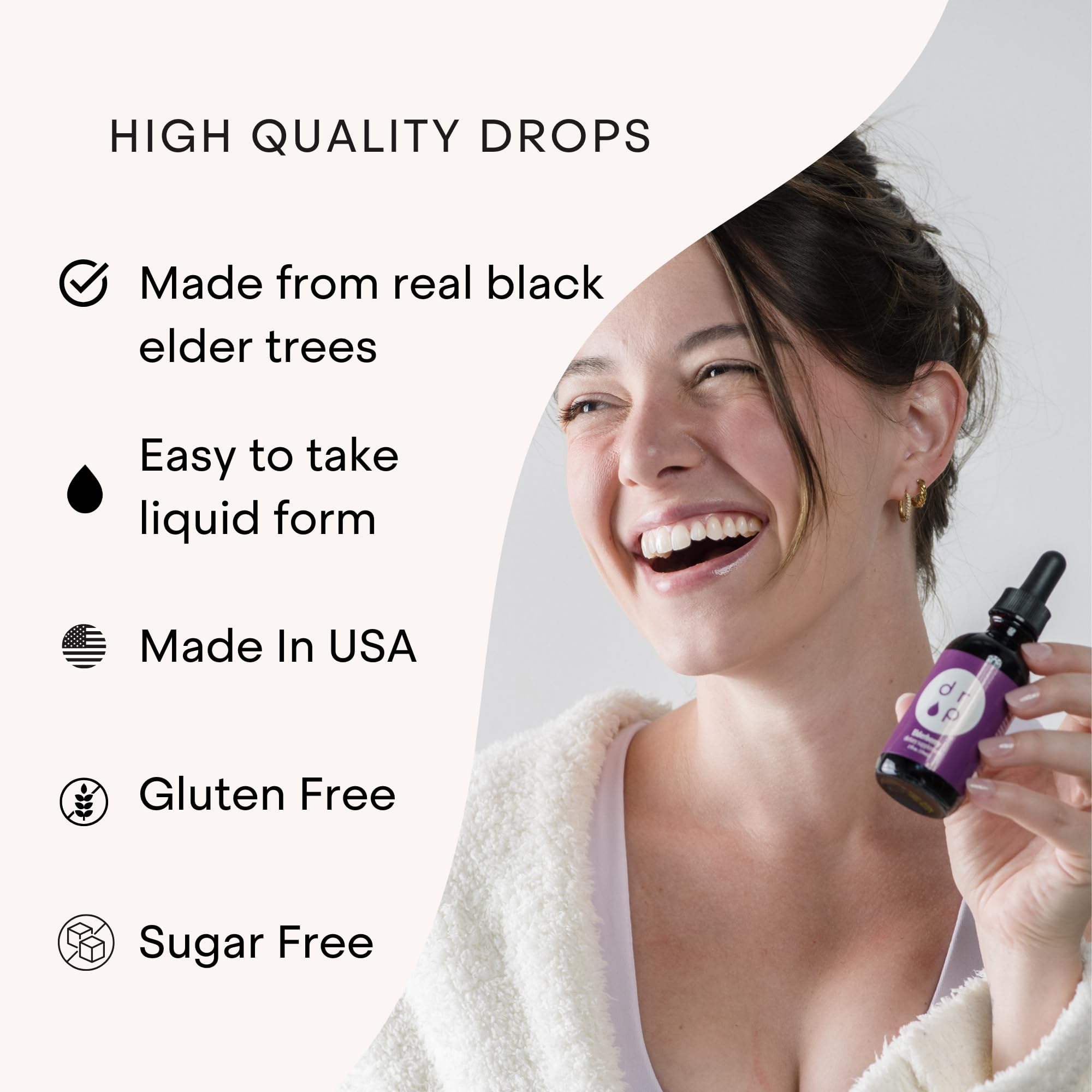 DRP Elderberry Drops two-month supply packaging shown.
