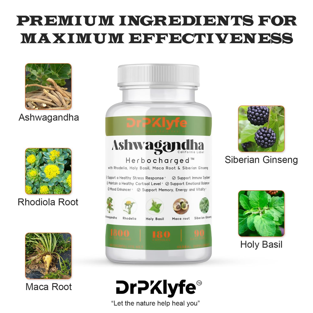 Close-up of DrPKLyfe Ashwagandha Complex capsules for clarity