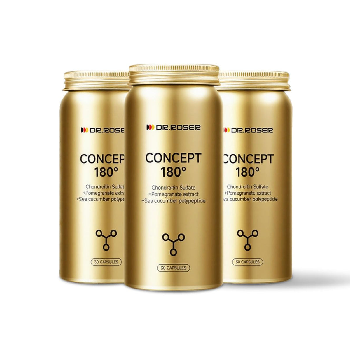 DR.ROSER 180° Capsules bottle highlighting joint flexibility support for daily activities.