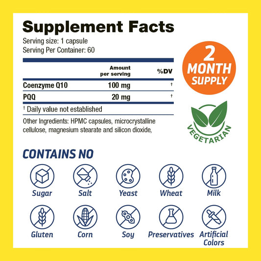 Drs Hope PQQ CoQ10 capsules for daily cognitive support