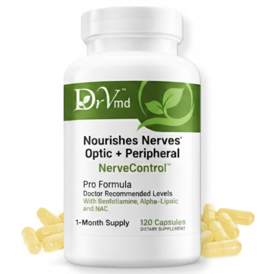 DrVmd Nerve Control bottle front for daily nerve support.
