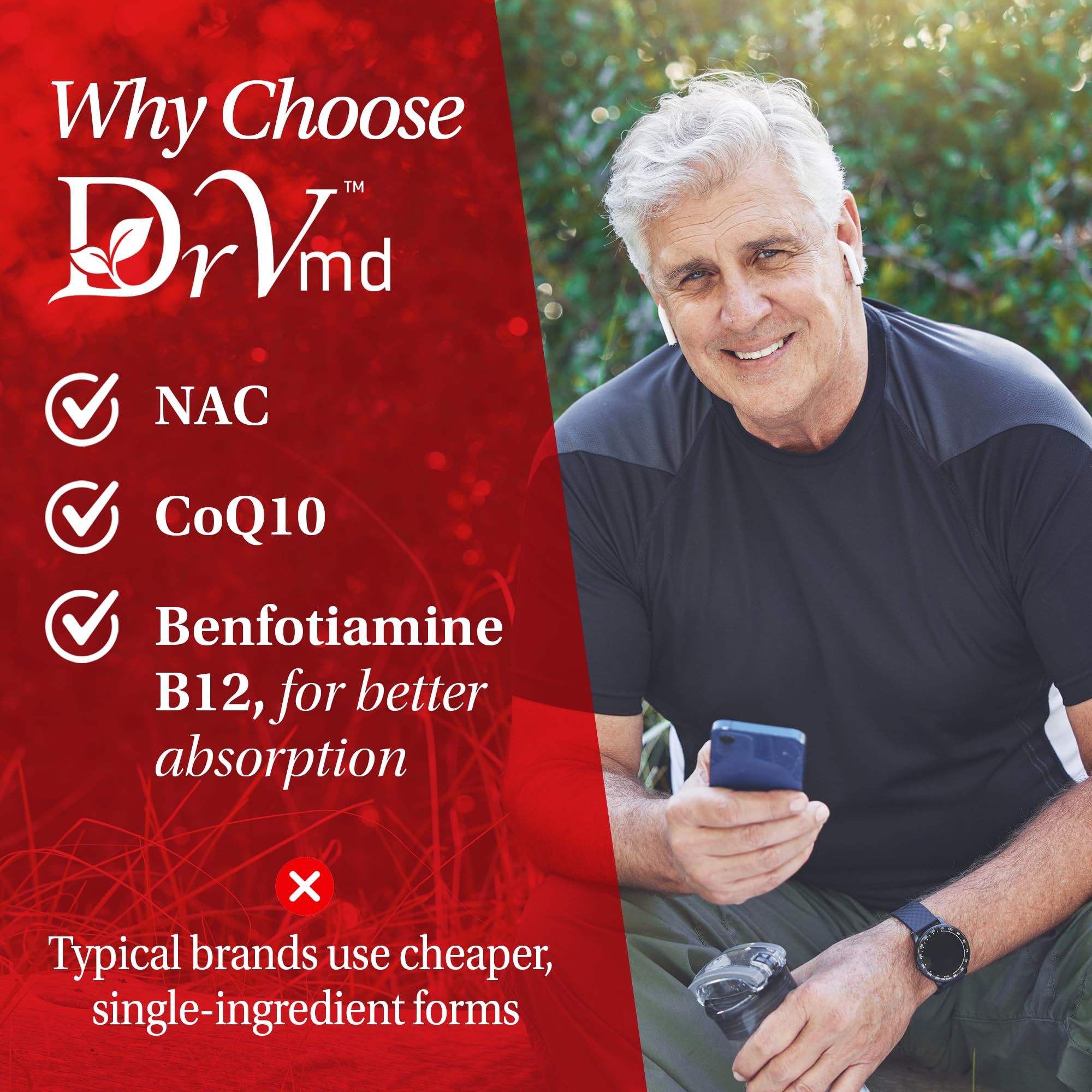 DrVmd Vascular Control benfotiamine pills promoting balanced vascular flexibility.