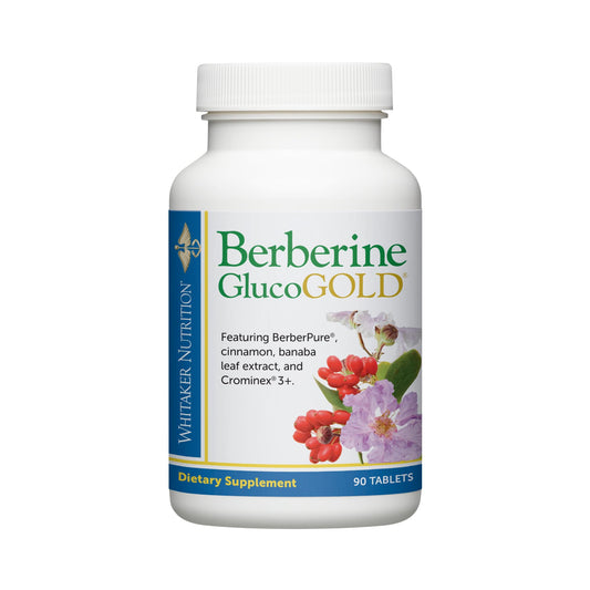 DR.WHITAKER Berberine GlucoGold bottle with clear label for daily supplement routines.