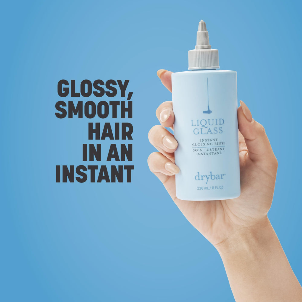 Drybar Liquid Glass rinse cap close-up highlights Neroli oil scent.