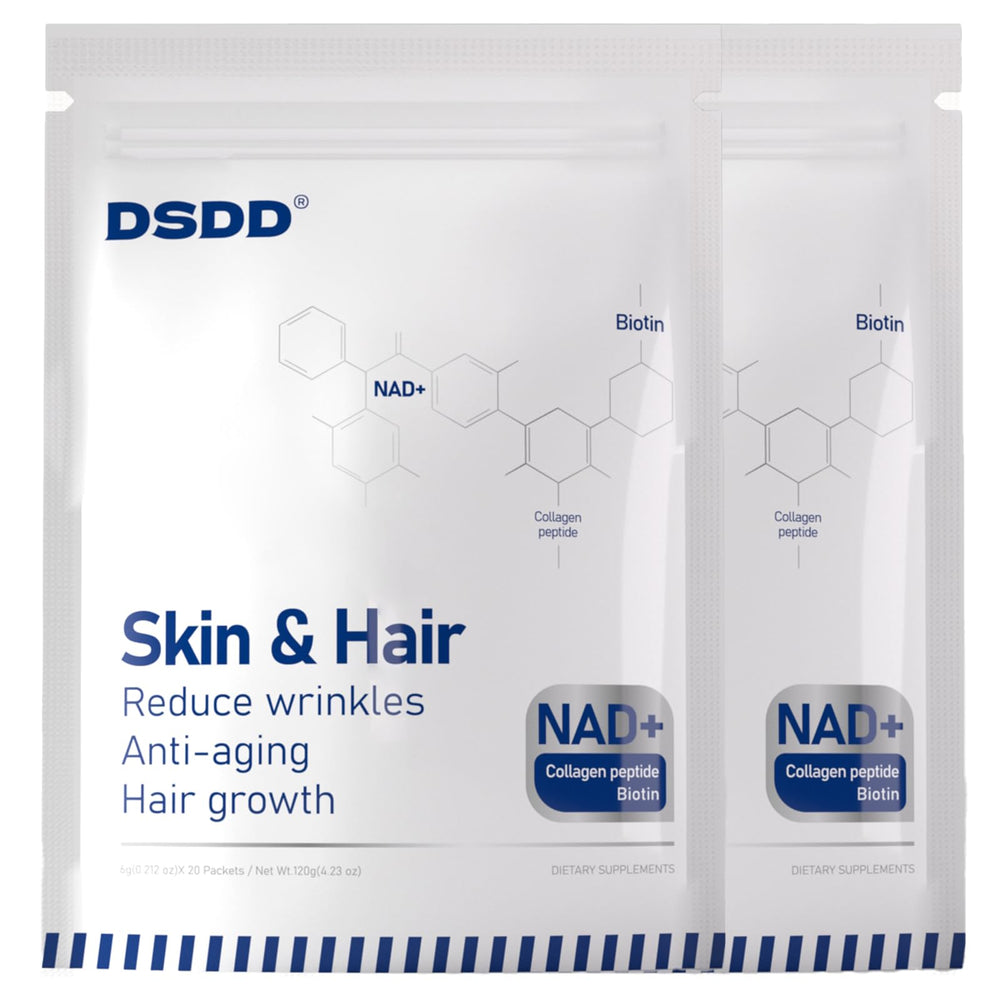 DSDD biotin supplement bottle with capsules supporting healthy hair and nails.
