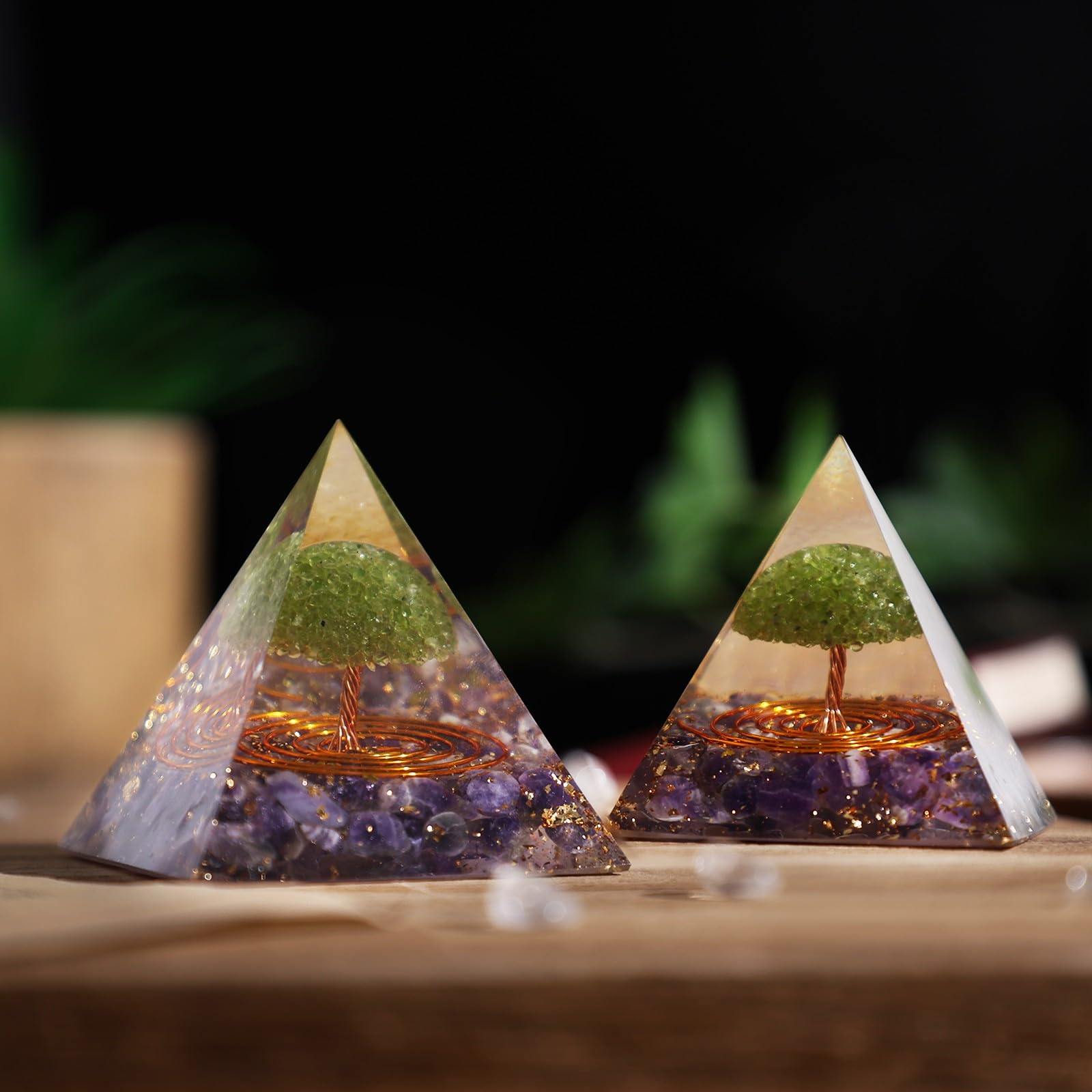 dssmboom copper wire detail showing handcrafted orgone pyramid design
