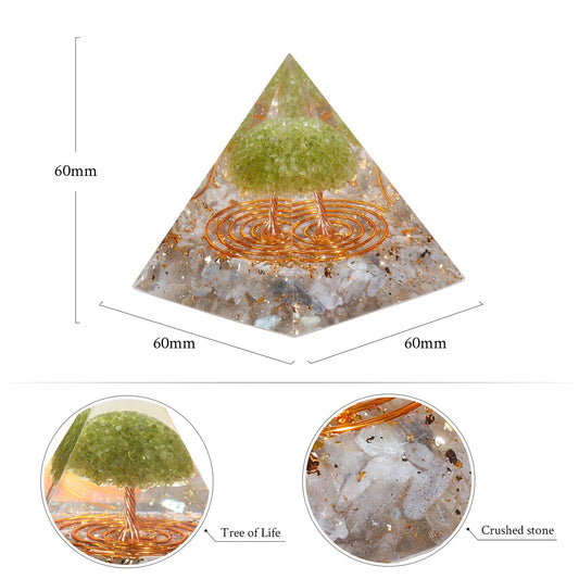 Dssmboom resin orgone pyramid showing copper wires enhancing energy flow
