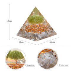 Dssmboom resin orgone pyramid showing copper wires enhancing energy flow