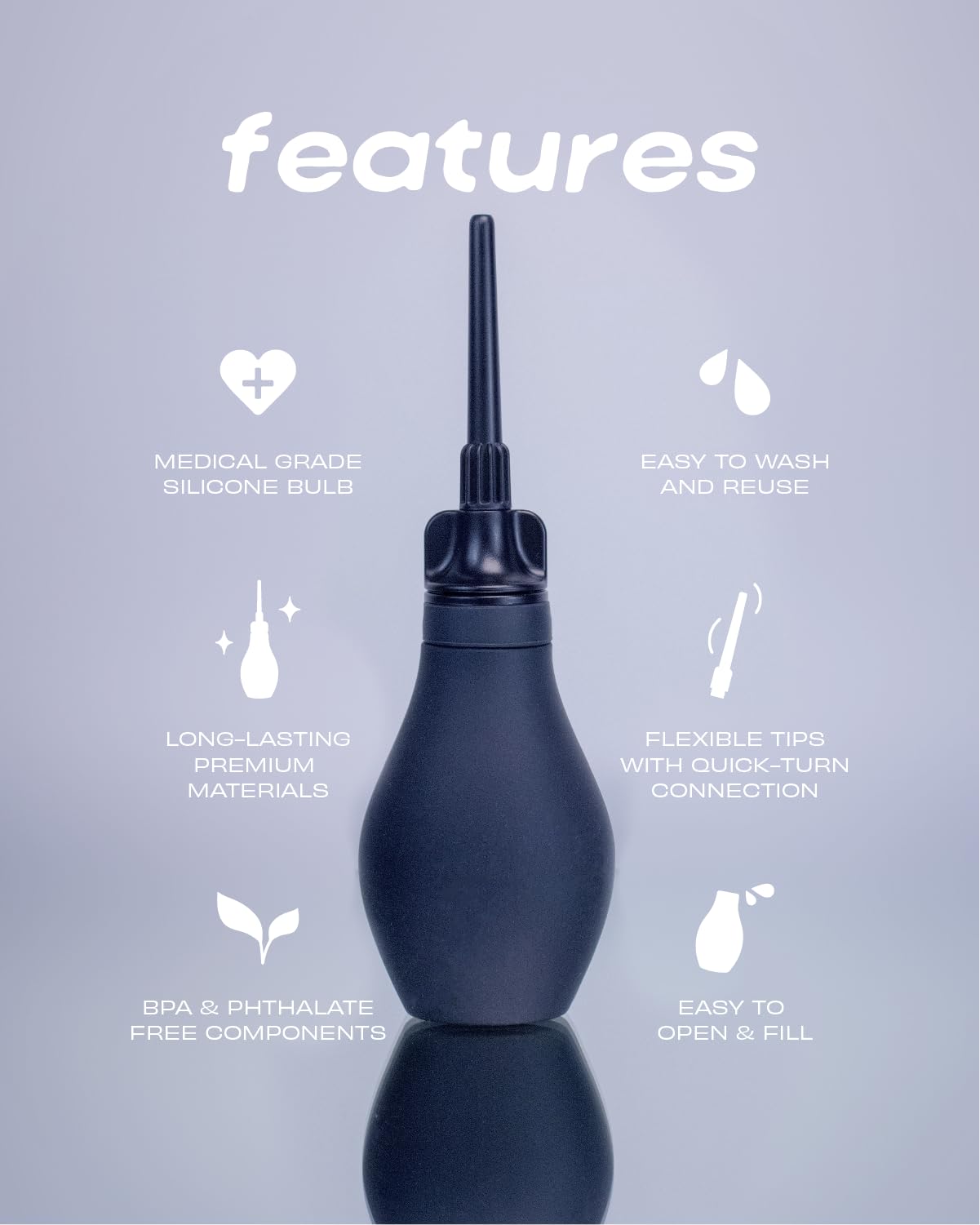 Du Silicone Anal Enema Kit one-way valve prevents back-flow for uninterrupted use.