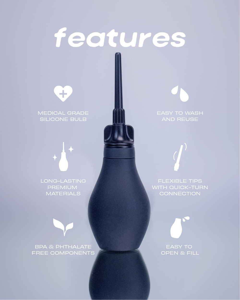 Du Silicone Anal Enema Kit one-way valve prevents back-flow for uninterrupted use.