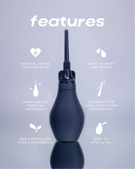 Du Silicone Anal Enema Kit one-way valve prevents back-flow for uninterrupted use.