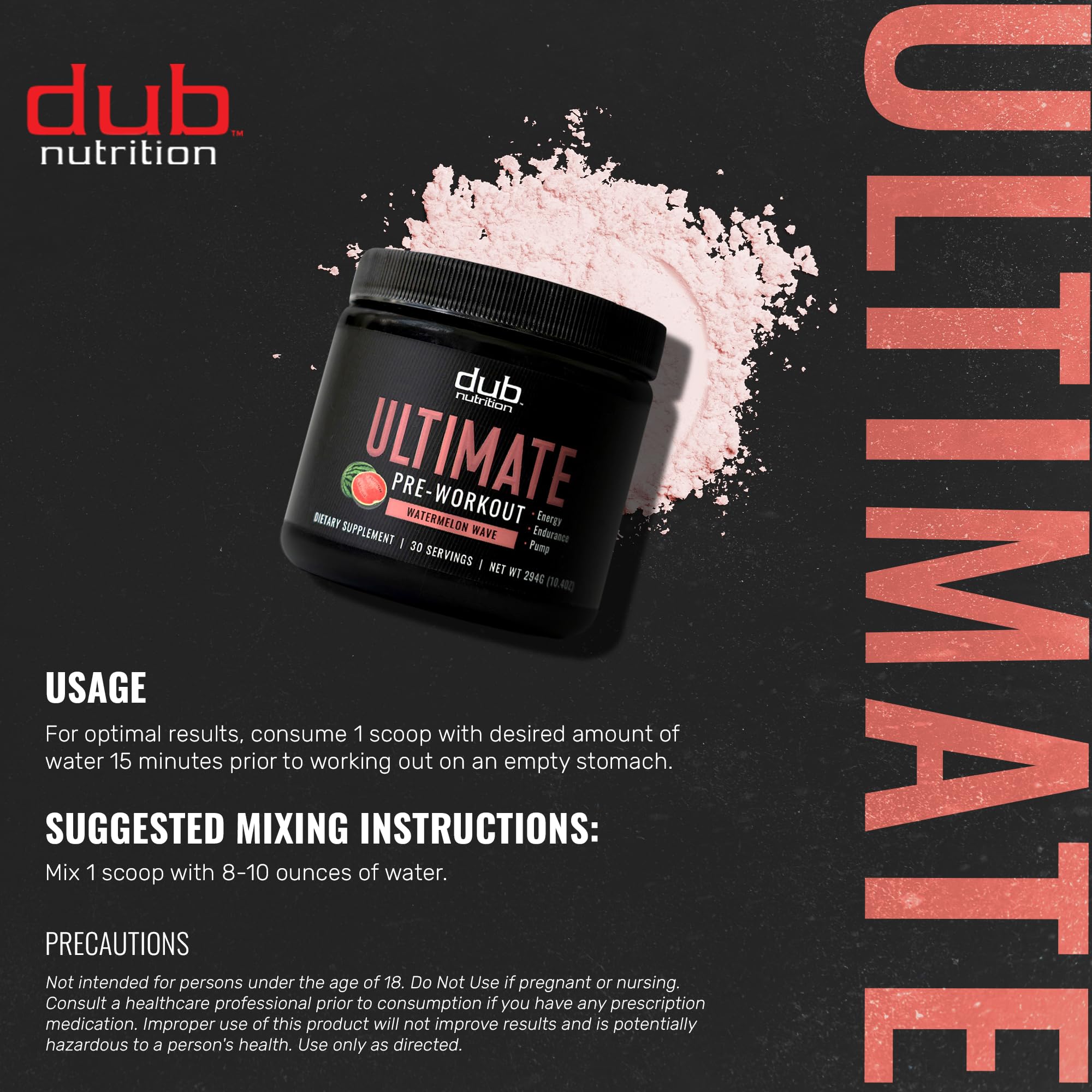 Dub Nutrition Watermelon Wave nutrition label close-up with ingredient highlights