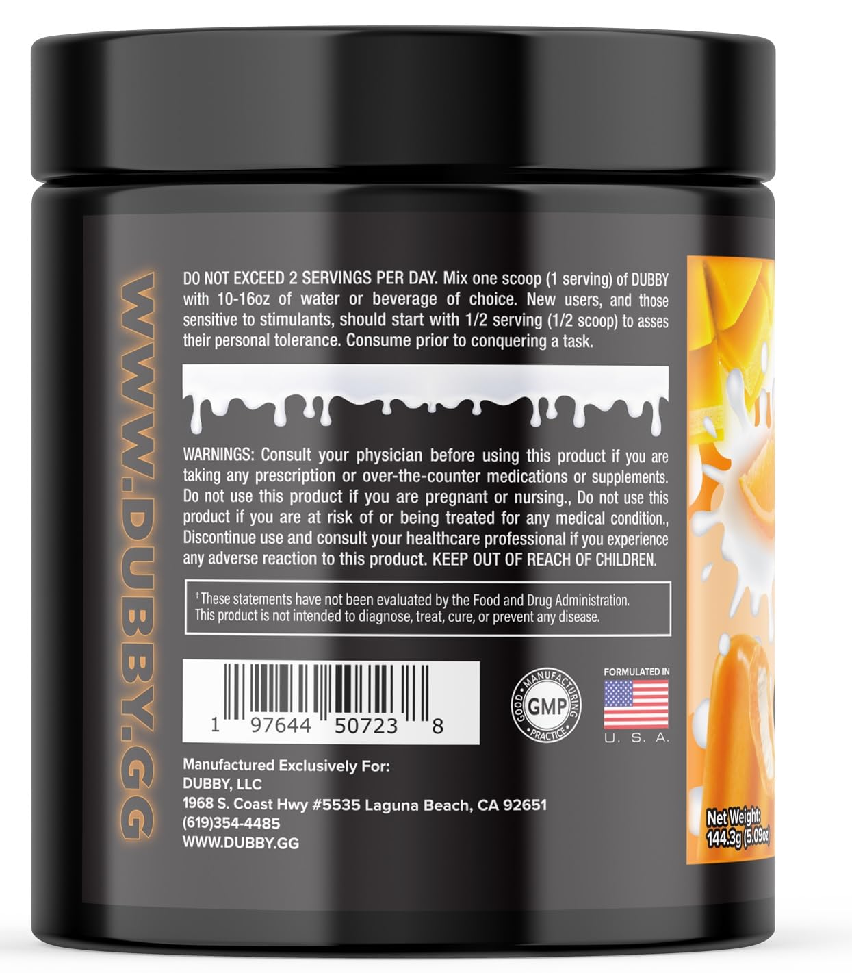 Dubby Mango Orange Cream glass ready-to-drink energy during long sessions.