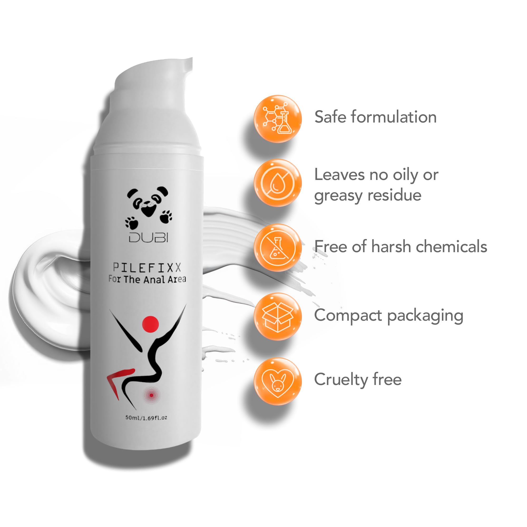 DUBI Pilefixx almond oil texture emphasizes hydration