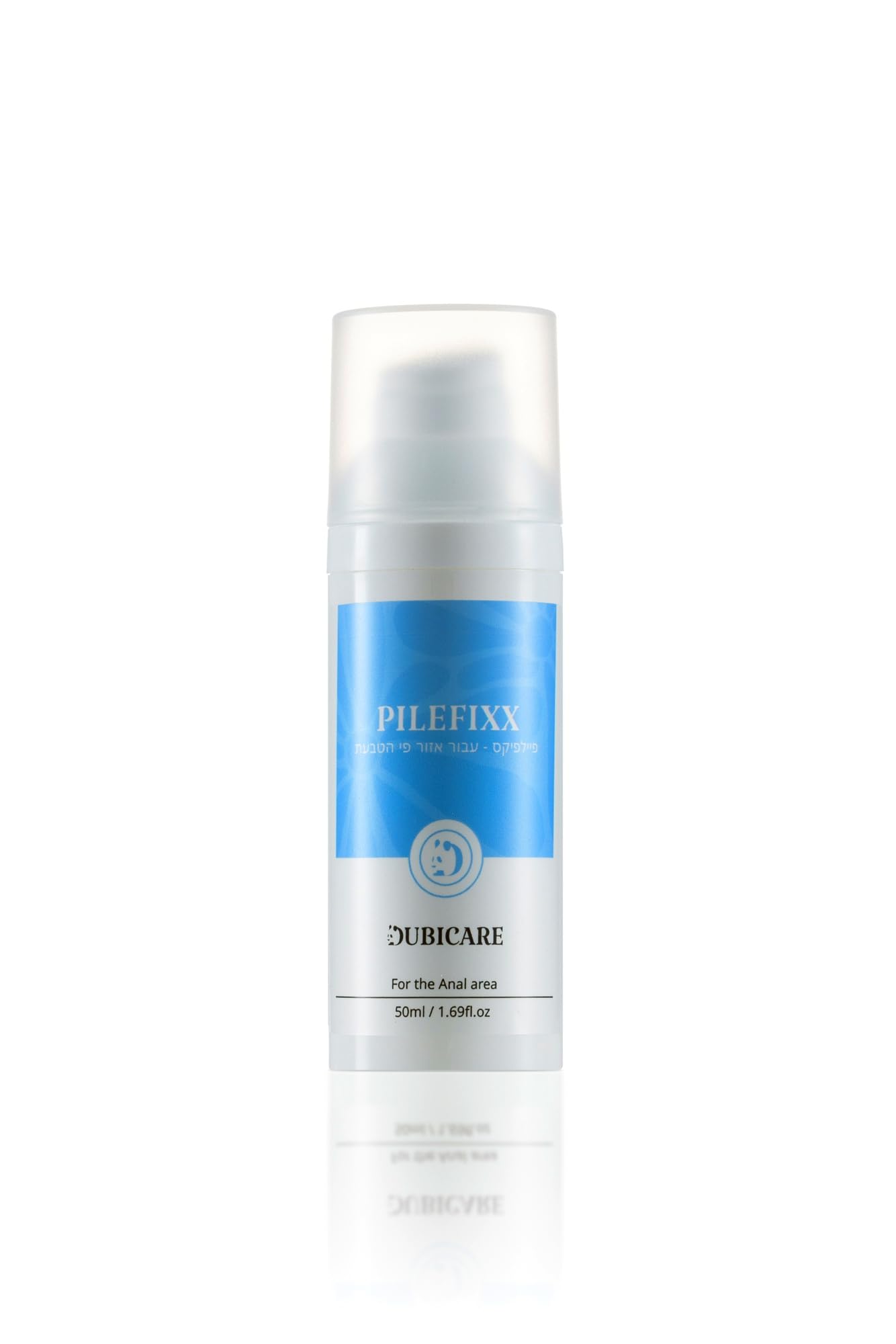 DUBI Pilefixx hemorrhoid cream tube closeup showing soothing texture for irritation relief