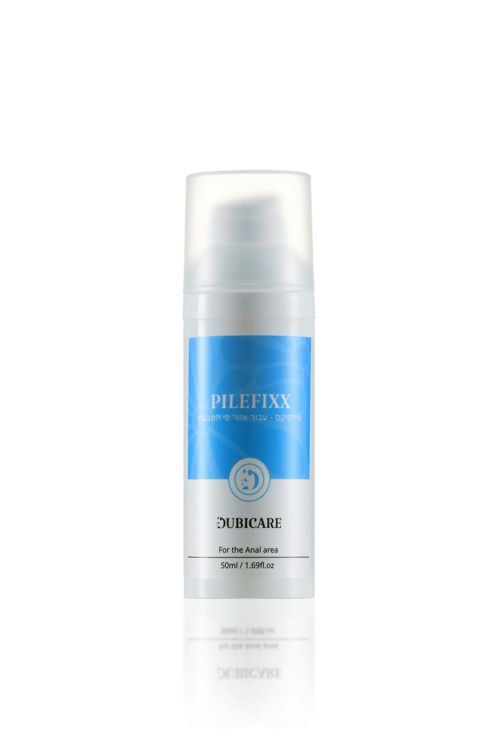 DUBI Pilefixx hemorrhoid cream tube closeup showing soothing texture for irritation relief
