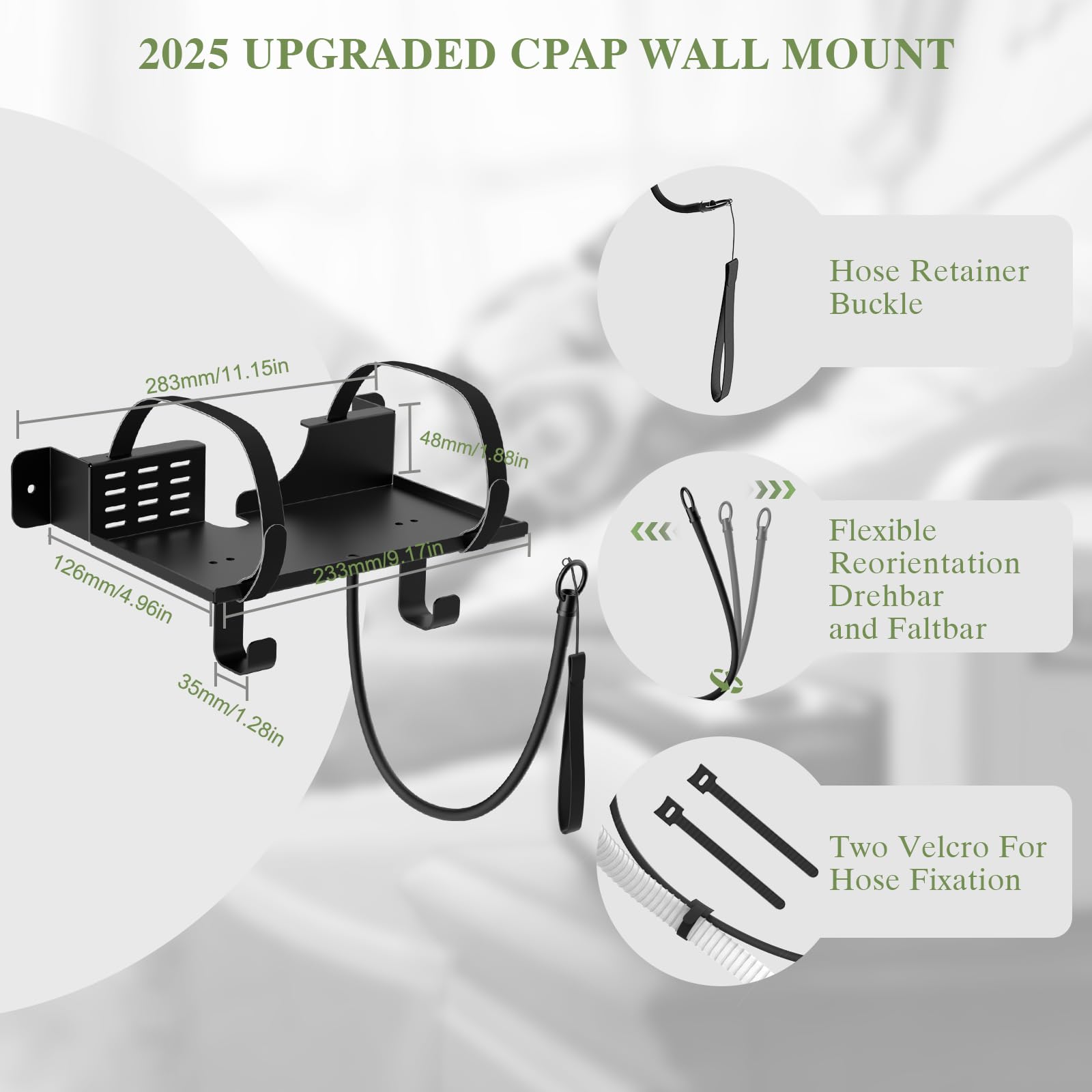 DUDUXI CPAP dual-hook design keeps mask and hose secure