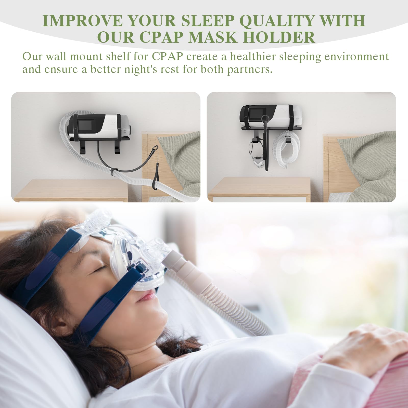 DUDUXI CPAP hose holder with 180-degree rotation for flexible sleeping position