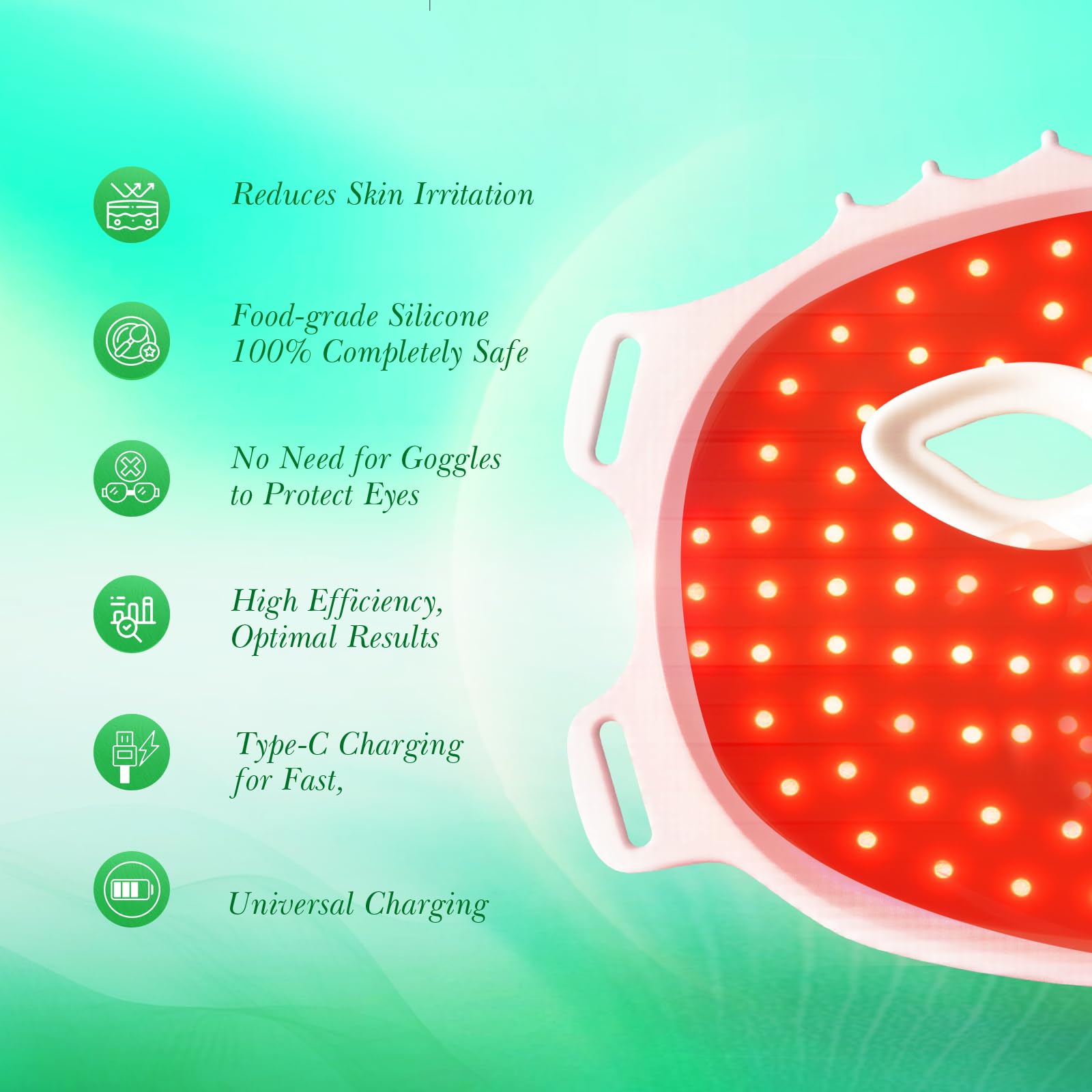 Duevie LED Face Mask uses a 400-LED array for even light distribution at home.