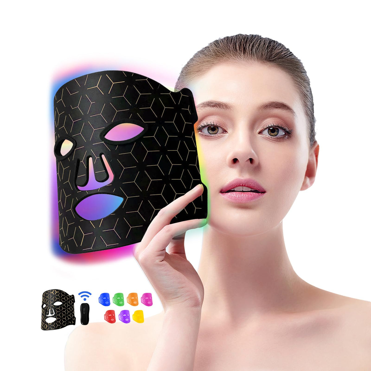 Duevie red light mask with 7-color LEDs for at-home facial care