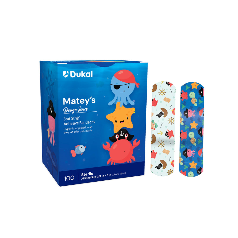 Dukal Mateys bandages with fun designs for kid-friendly wound care
