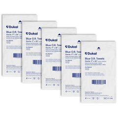 Dukal sterile operating room towels 17x27 inches blue 4-pack for ready sterile prep.
