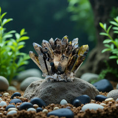 DUKIZA smoky quartz cluster close-up facets reveal natural texture and sparkle
