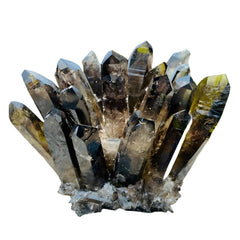 DUKIZA smoky quartz cluster front view enhances focal point and serene atmosphere
