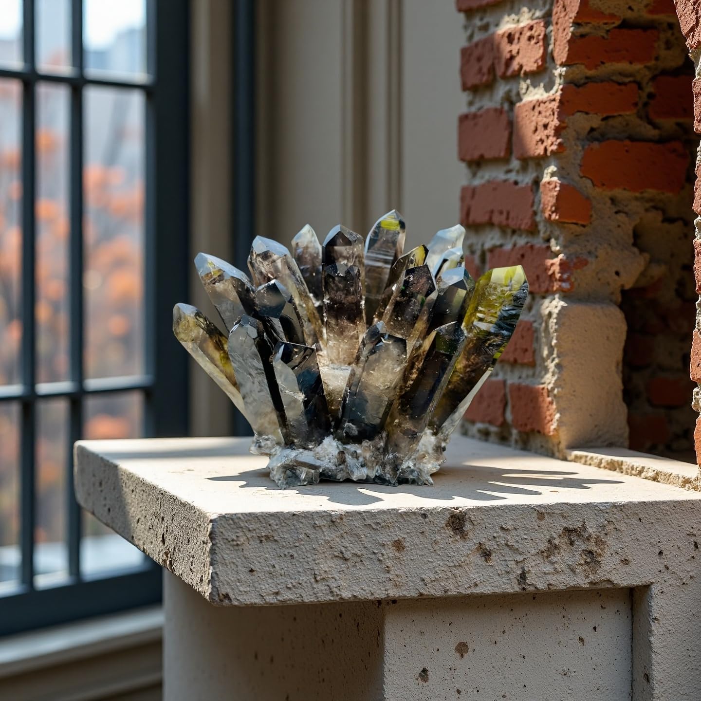 DUKIZA smoky quartz cluster table display anchors living spaces with calm energy