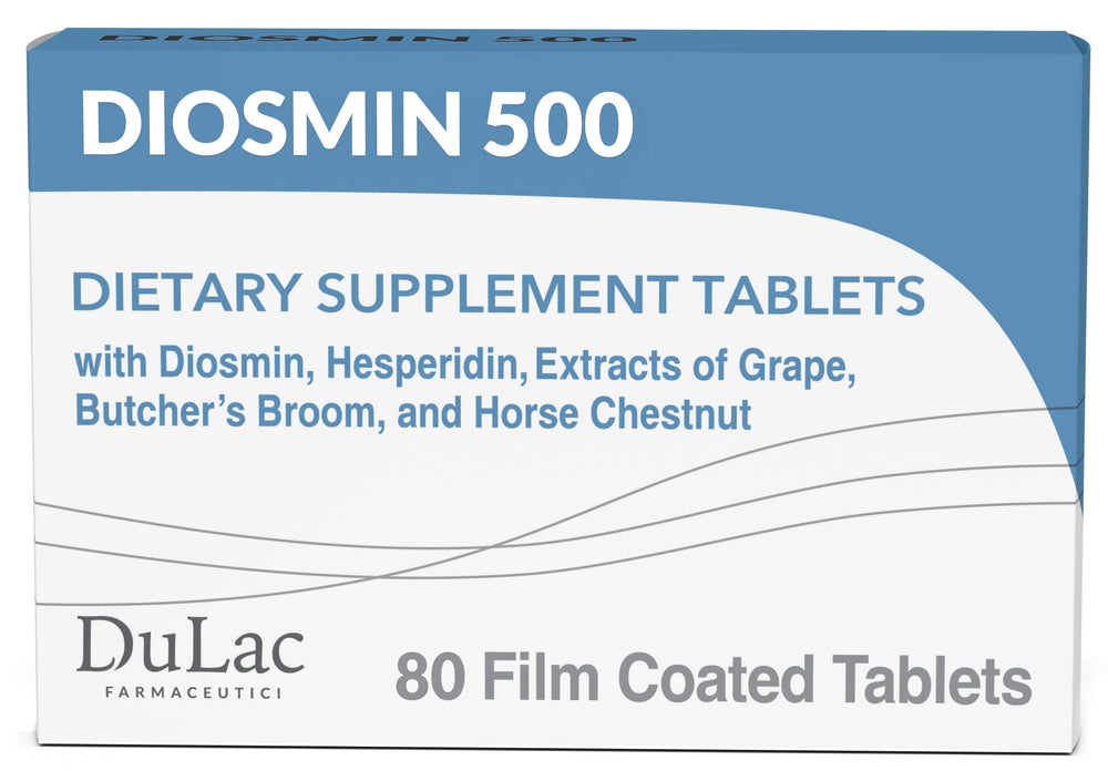 Dulac Diosmin 500 bottle front supporting daily leg wellness.