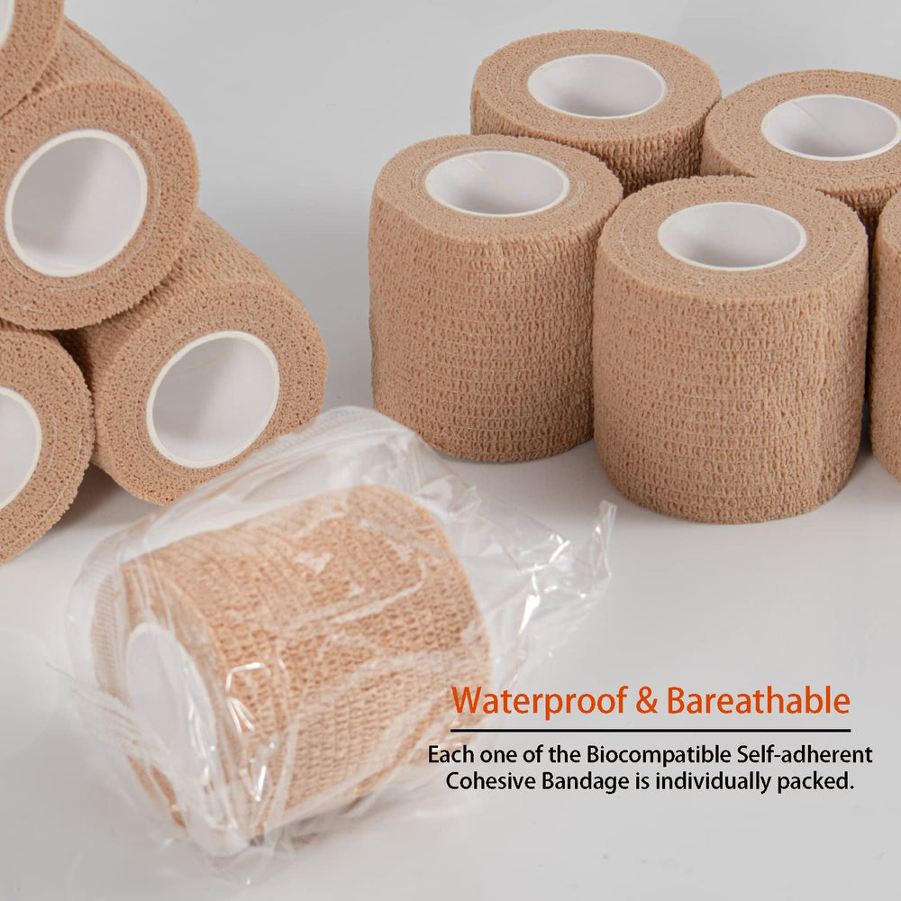 DUOQIAN self-adhesive bandage wrap being applied on the arm for quick support.