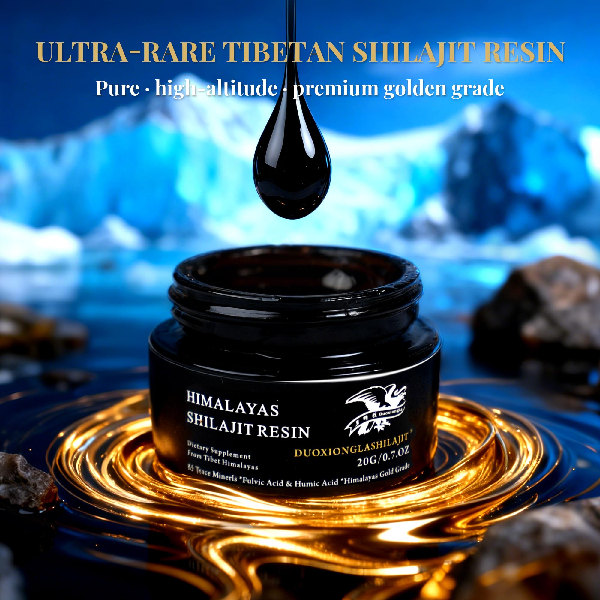 DUOXIONGLASHILAJIT resin pour-shot demonstrates easy daily mixing into a beverage.