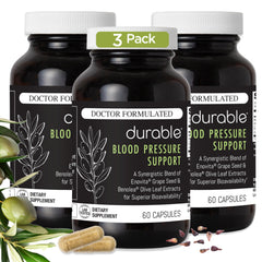 Durable Blood Pressure capsules with Benolea olive leaf extract for vascular support.