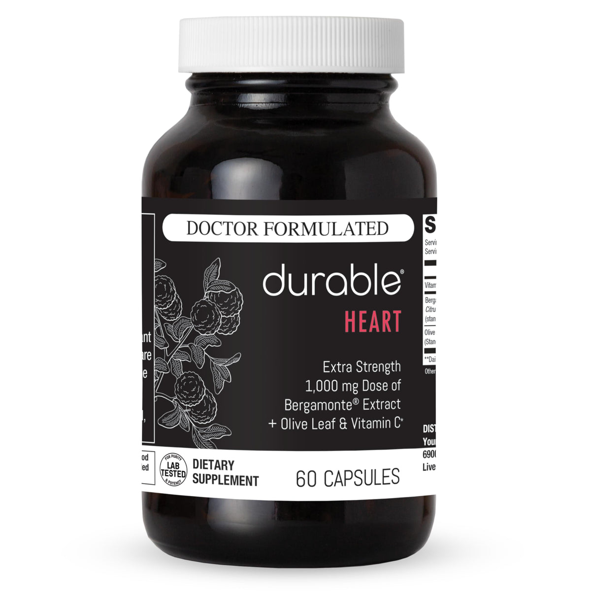 Durable Heart bottle front view for daily cardiovascular wellness.