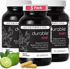 Durable Heart bottle front with vegan, doctor-formulated cardio support.