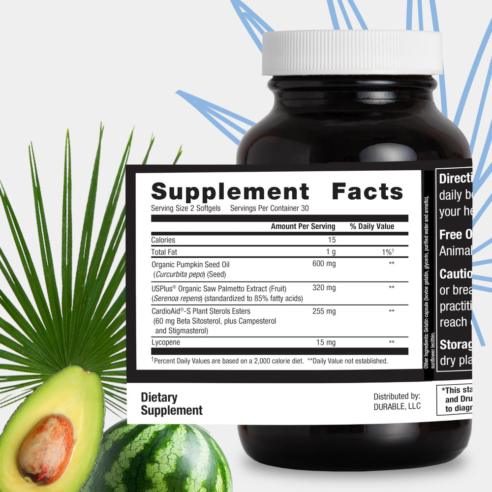 Doctor-formulated Durable Prostate capsules for men's wellness.