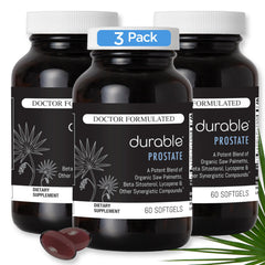 Durable Prostate bottle with USPlus saw palmetto for urinary support.