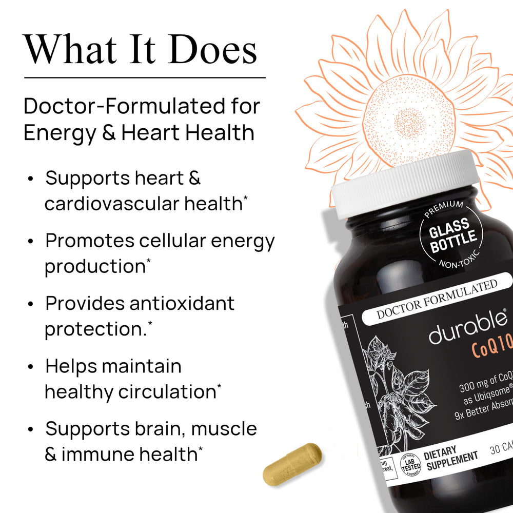Durable Quercetin-absorption graphic emphasizes improved uptake and antioxidant-friendly formulation.