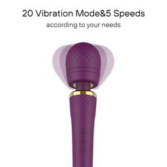 Dusfiks massager showing 20 modes and 5 speeds for customizable therapy